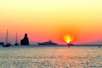 sunset at benirras beach ibiza