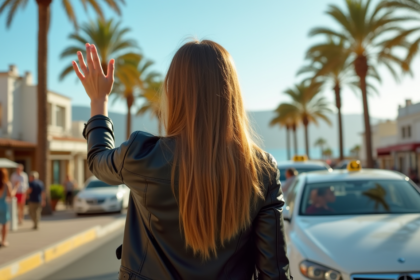 Reliable Ibiza taxi service waiting near a scenic beach, ideal for efficient island travel.